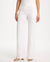Alabaster Straight-Leg Linen Pants