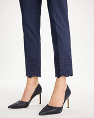 Indigo Brigitte™ Slim Embroidered Pull-On Crop Pant