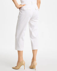 Alabaster Sandstone Striped Emme Sateen Straight Capri Pants