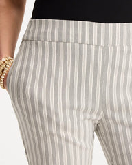 Black Striped Straight Crop Pant