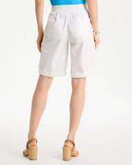 Alabaster Poplin Cotton Roll-Tab Shorts