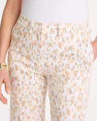 Mocha Mousse Animal Print Emme Sateen Straight Capri Pants