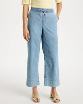 Graciela Indigo Lightweight Wide-Leg Crop Jeans