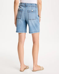 Blue Jay Indigo Pull-On Scallop Button Jean Shorts