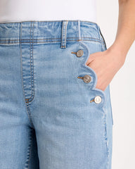 Blue Jay Indigo Pull-On Scallop Button Jean Shorts