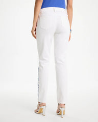 Alabaster Embroidered Girlfriend Slim Ankle Jeans