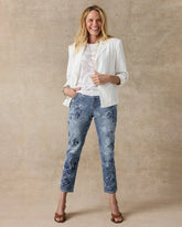 Underwater Indigo Embellished Girlfriend Crop Jean