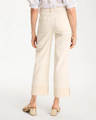 Neutral Pintuck Cuffed Cropped Jeans