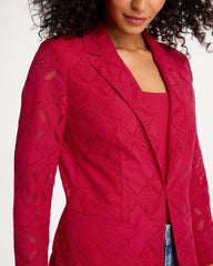 Cherry Lush Lace Cutwork Blazer