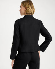 Black Linen Moto Jacket