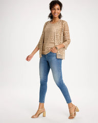 Gold Travelers™ Metallic Crochet Cardigan