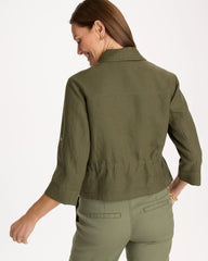 Olive Linen Cargo Jacket