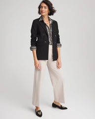 Black Ponte Double-Breasted Knit Blazer