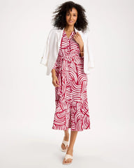 Cherry Lush Printed Midi Shirt Dress