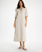 River Rock Embellished Linen Dress