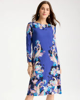 Amparo Blue Jersey Knit Baroque Shift Dress