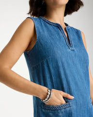 Indigo Denim Braided Dress