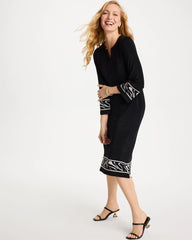 Travelers Black Travelers™ Zebra Trim Kurta Dress
