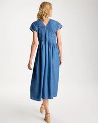 Indigo Denim Popover Midi Dress