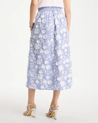 Alabaster Cotton Embroidered Floral Skirt