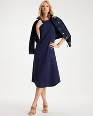 Passport Blue Soft-Stretch Cotton Slub Dress