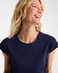 Passport Blue Soft-Stretch Cotton Slub Dress
