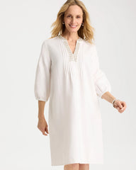 Alabaster Embellished Pintuck Dress