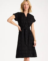 Black Embroidered Cotton Shirtdress
