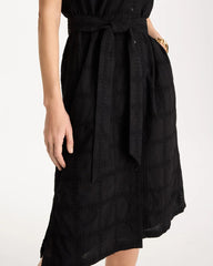 Black Embroidered Cotton Shirtdress