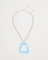 Blue Sea Glass Inspired Pendant Necklace