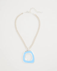 Blue Sea Glass Inspired Pendant Necklace