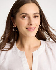 White/Gold Sea Foam Hoop Earrings