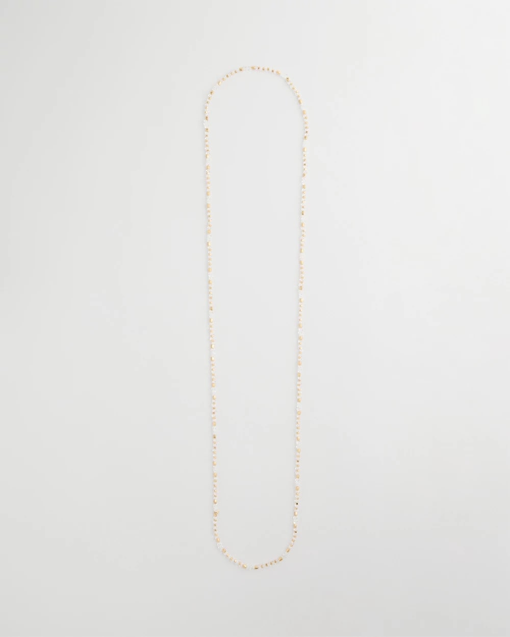 White/Gold Sea Foam Long Single-Strand Necklace