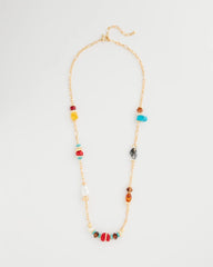 Multi Mixed-Media Long Beaded Necklace