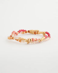 Coral Aventurine Jade Stone Stretch Bracelet