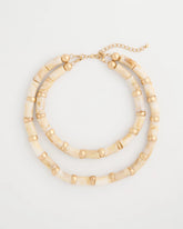 White White Beaded Double-Strand Necklace