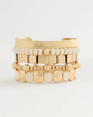 White White Resin Glam Stretch Bracelet