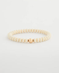 White Neutral Round Stretch Bracelet