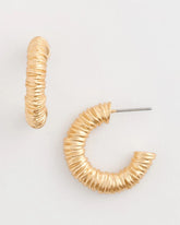 Gold Crinkle Goldtone Hoop Earrings