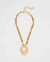 Gold Crinkle Goldtone Pendant Necklace