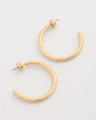 Gold Goldtone Textured Hoop Earrings