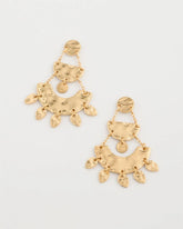 Gold Hammered Chandelier Earrings