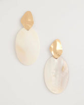 Neutral Shell Oval Drop Earrings