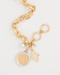 Gold Toggle Bar Charm Bracelet