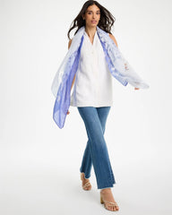 Blue Ombre Burnout Oblong Scarf