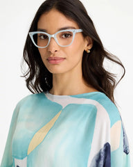Light Blue Pearlescent Cat Eye Readers