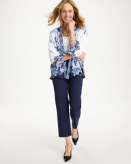 Alabaster Woven Faux Silk Printed Kimono