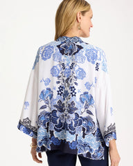 Alabaster Woven Faux Silk Printed Kimono