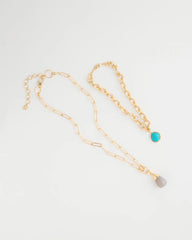 Aqua Double-Strand Blue Pendant Necklace