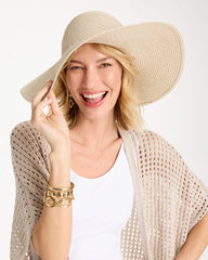 Neutral Metallic Straw Sun Hat